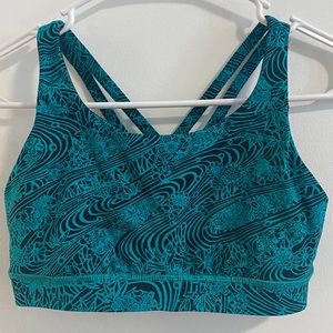 NWOT Lululemon Energy Bra in Kitakami Viridian Green Black Sz 6